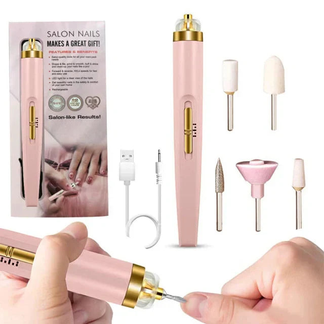 Elektrischer Nagelpolierer Nailique Pro | 5-in-1 Maniküre-Tool mit Licht | Für Gelentfernung, Feilen & Polieren | Tragbar & Leicht