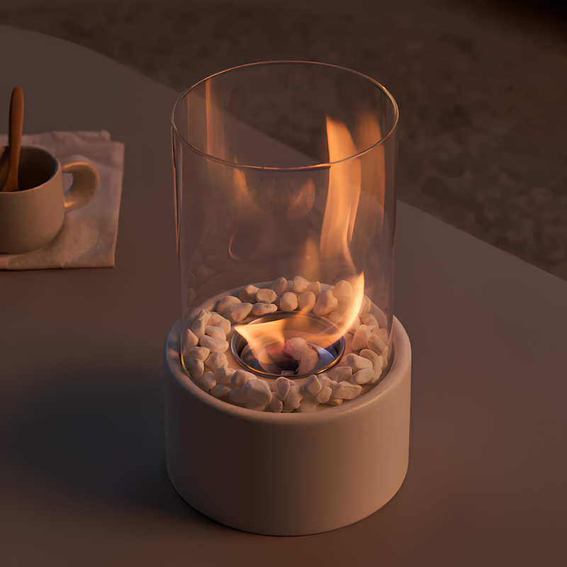 Öllampe FlammaLux | Glaszylinder & Metallrahmen | Sicher & Stilvoll | 22×12 cm / 28×18 cm