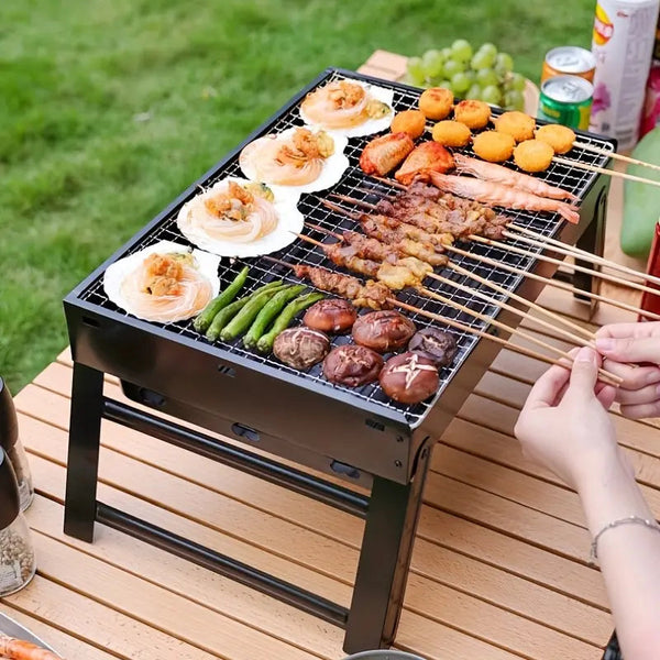 Faltgrill GrillFold | Tragbarer Tischgrill | Edelstahl & Hitzebeständig | Für Camping & Garten