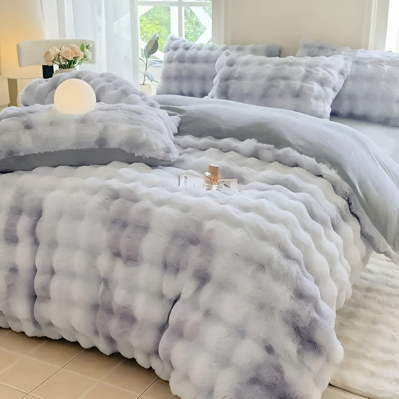 Plüsch-Bettbezug Lunafleece | Beidseitig Kaninchenfell & Milchsamt | Extra Warm & Weich | Perfekt für Herbst & Winter