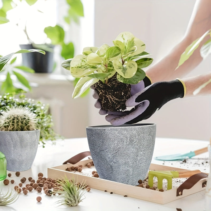 Floraforma Pflanztopf Set 6-teilig Rund | Mit Wasserablauf | Wetterfest & Modern | Für Innen & Außen