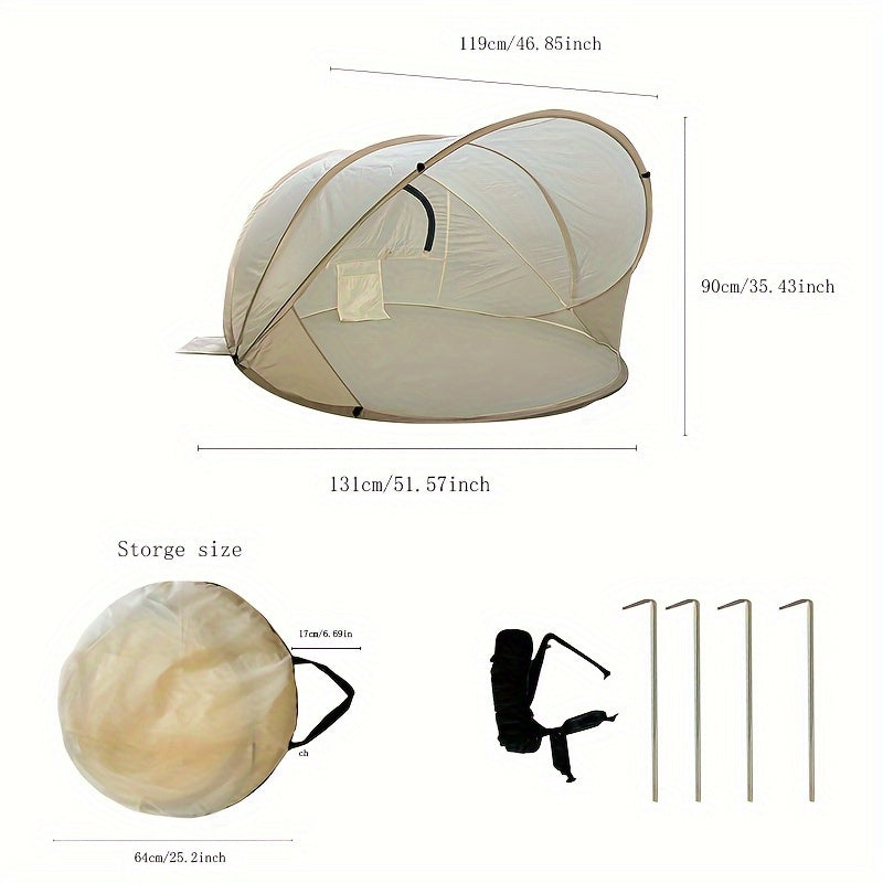 Faltbare Strandmuschel Sunviva Mini | Mit Reißverschluss | 131 × 119 × 90 cm | Für Strand, Garten & Camping