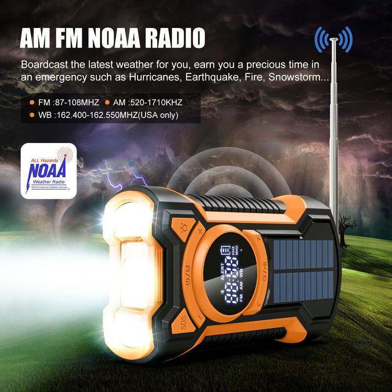 Notfallradio Solivox Pro | Solar & Kurbelbetrieben | 5000 mAh Powerbank | LED-Taschenlampe & SOS-Alarm