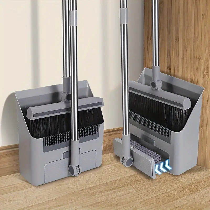 Besen- und Kehrschaufel-Set Cleanovo Duo | Multifunktional mit Selbstreinigungskamm | Ergonomisch & Platzsparend