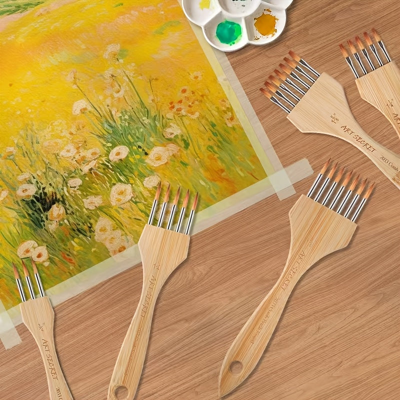 Texturpinsel-Set ArteVanta Trio | 3 Multizinken-Pinsel | Für Acryl, Aquarell & Öl | Nylon & Holz