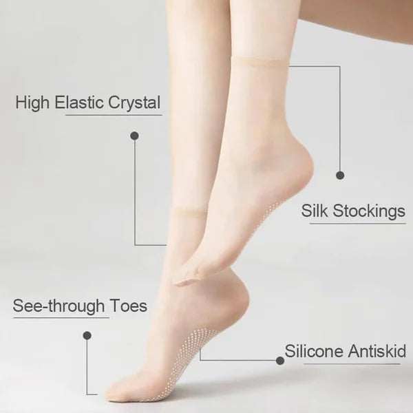 5+5 GRATIS | CrystalSocks - Unsichtbare, rutschfeste Crystal Silk Socken