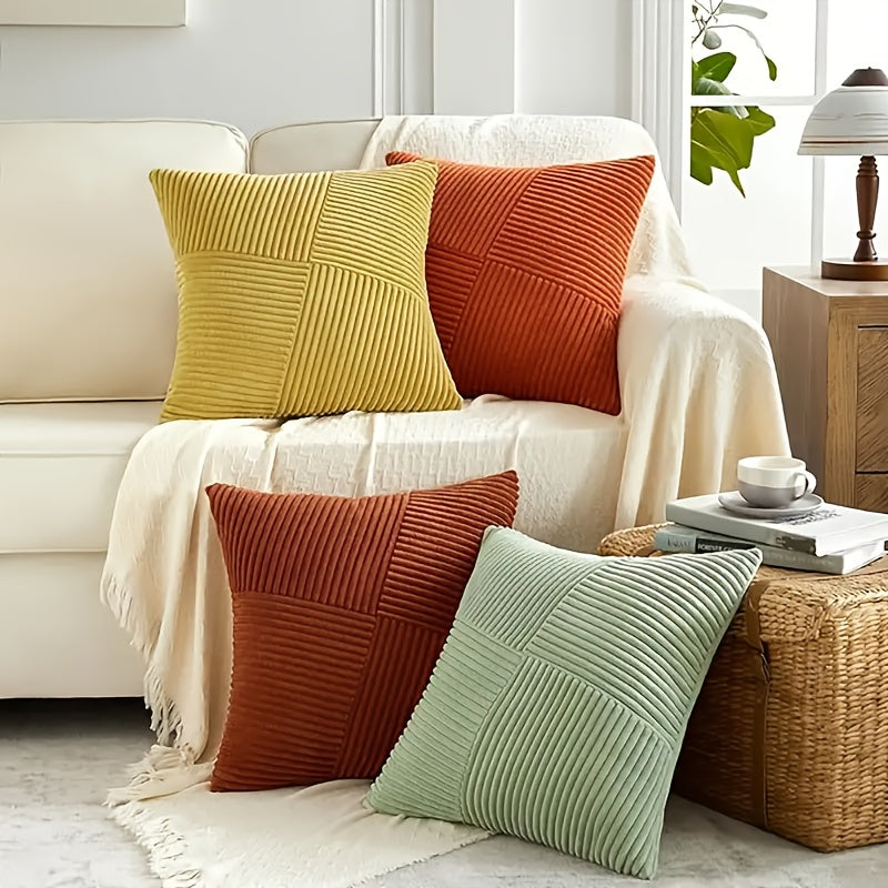 NordLiv Kissenhüllen Set | Boho-Stil | Weicher Cord | 2 Stück, 45×45 cm, 50x50cm