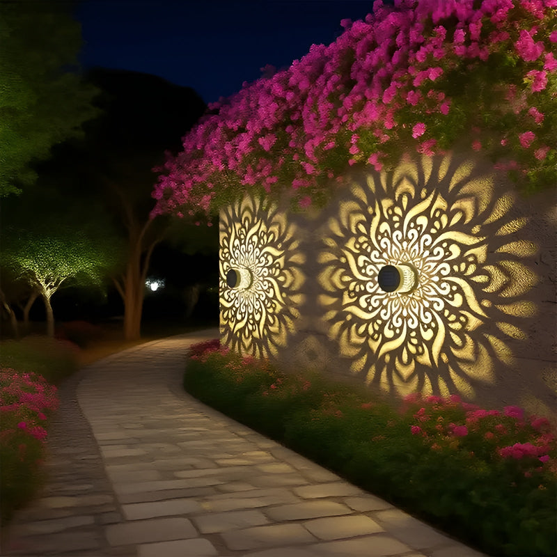 Solavero Solar Wandleuchte | Warmweißes LED-Licht | IP65 Wetterfest | Modernes Cut-Out-Design