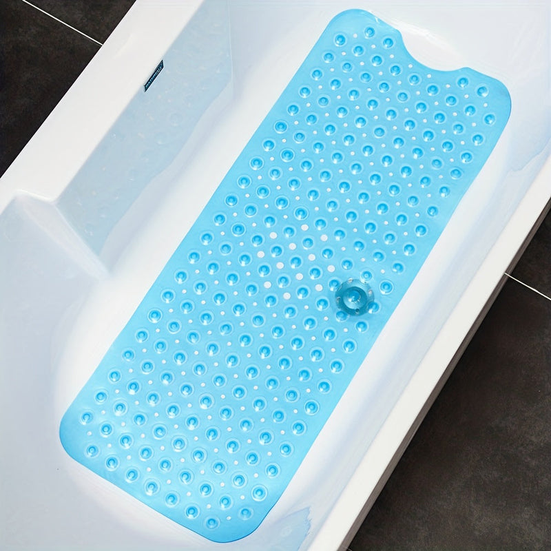 Antirutsch-Badewannenmatte SAFELIA | Extra Lang (101×40 cm) | Mit Saugnäpfen & Abflusslöchern | PVC
