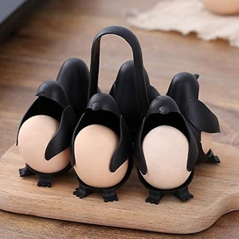 PinguEgg Eierkocher Pinguin-Design | Platz für 6 Eier | Hitzebeständig & Spülmaschinenfest | 15 x 13 x 13 cm