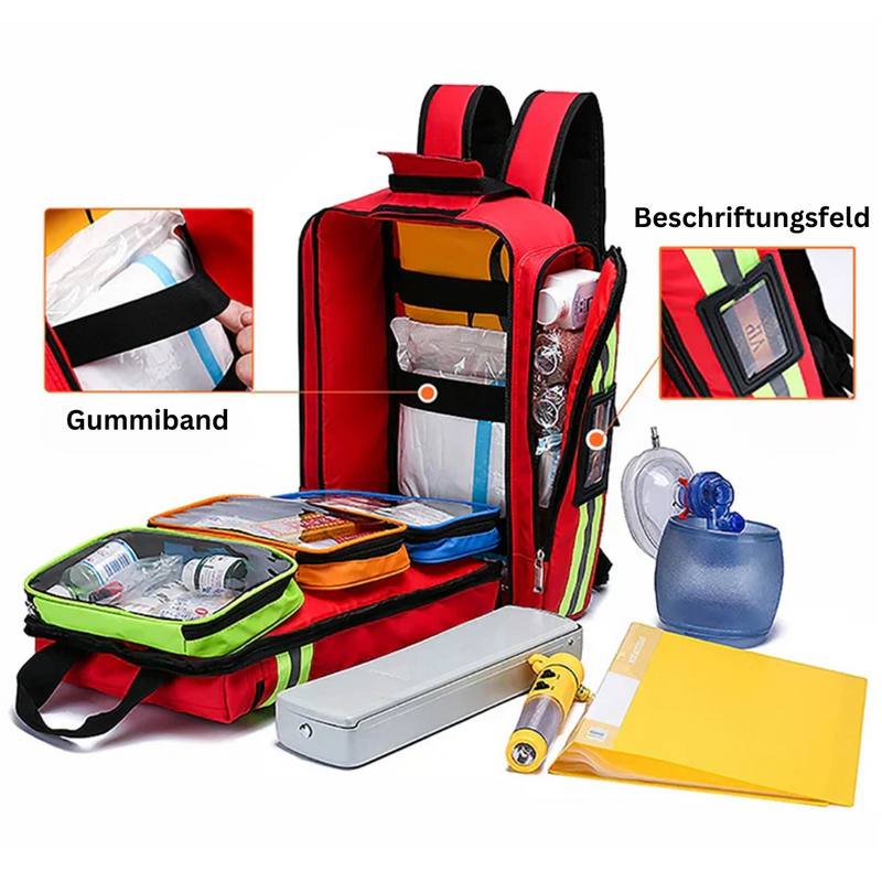Notfallrucksack SafePak Rescue+ | Wasserdicht & Reflektierend | Für Erste Hilfe & Survival | 45×35×15 cm