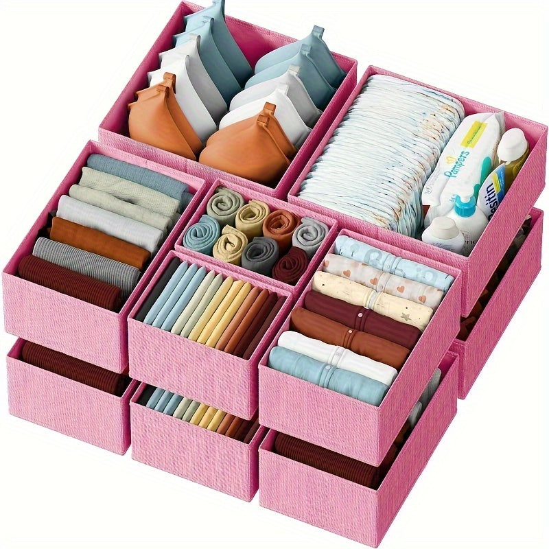 KidyTidy 12er Set Schubladen-Organizer für Kinderzimmer | Atmungsaktiv & Faltbar | Non-Woven Stoff | Hellgrau mit Weiß