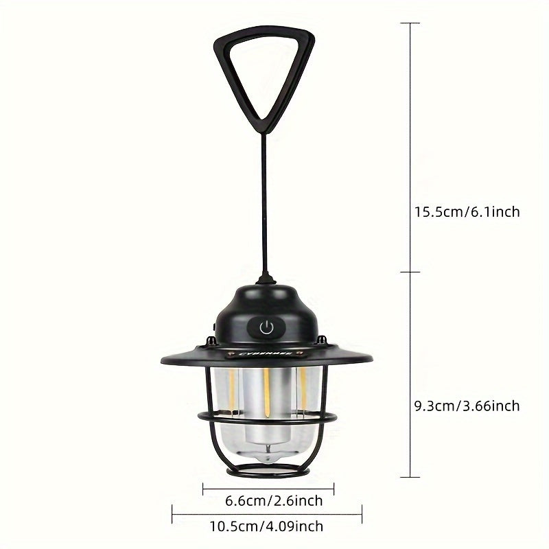 Retro LED Campinglampe CampGlow Classic | USB-Aufladbar & Robust | 15,5×6,6×10,5 cm | Für Outdoor & Notfälle