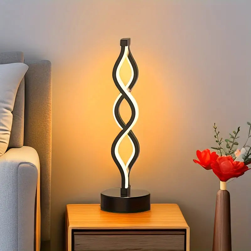 LED Tischlampe LumoSpira | Dimmbare Spiralform | USB-betrieben & Kabellos | Modernes Design für jedes Interieur