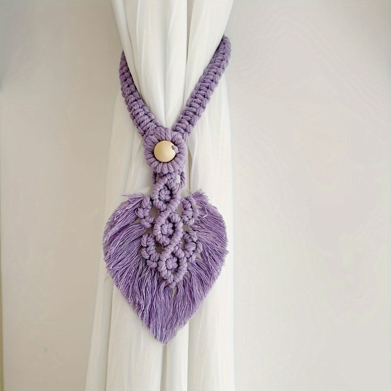 Boho-Gardinenhalter KNOTANA | 2er-Set | Handgeknüpft aus 100 % Baumwolle | 45 cm | Makramé-Stil