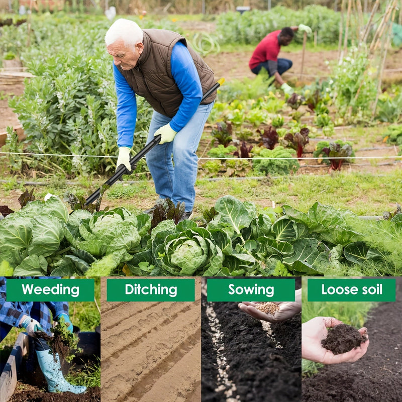 TerraTri Gartenhacke | Dreiecks-Kopf aus Edelstahl | Ergonomischer Griff | Schwarz-Gelb
