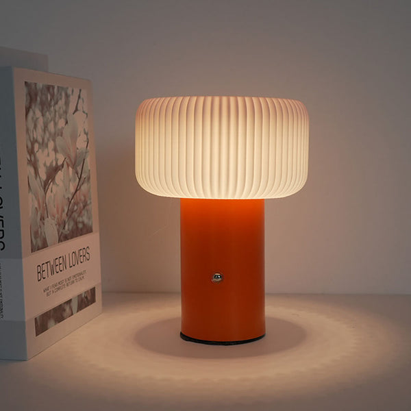 Myllumina Pilz Tischlampe LED | Touch-Steuerung & Warmweißes Licht | Modernes Design | Metall & Acryl | Weiß, Schwarz, Orange