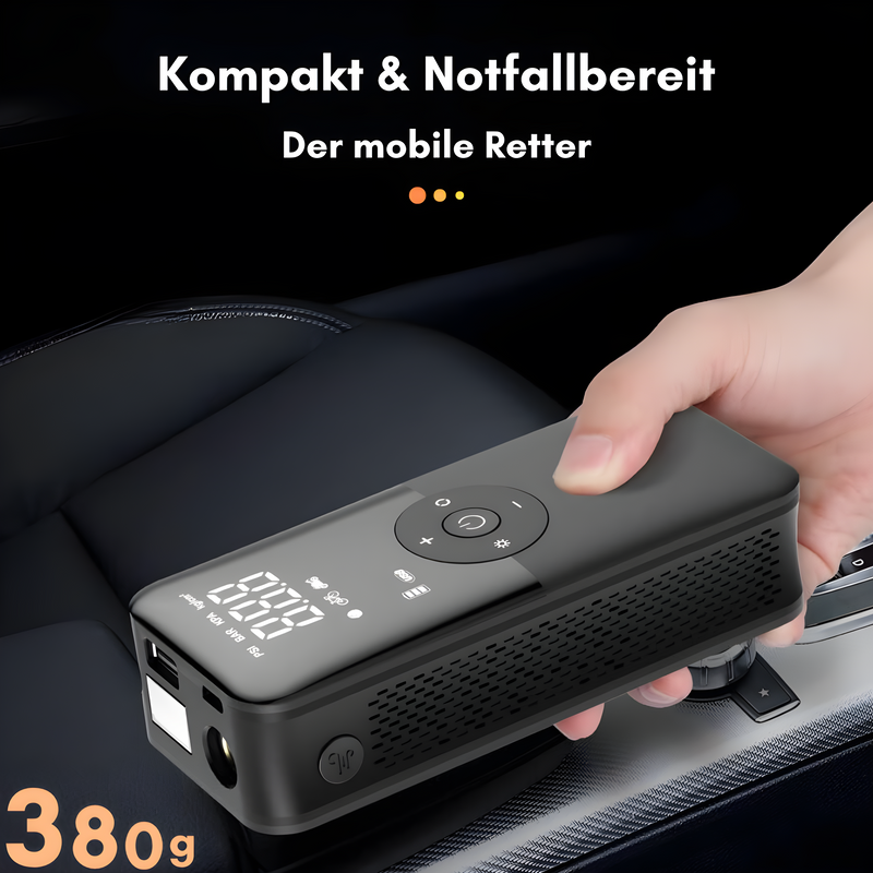 Elektrische Luftpumpe VeloCharge One | 150 PSI | Powerbank & LED-Licht | 4000 mAh Akku | USB-C | 16×4,4×6,7 cm