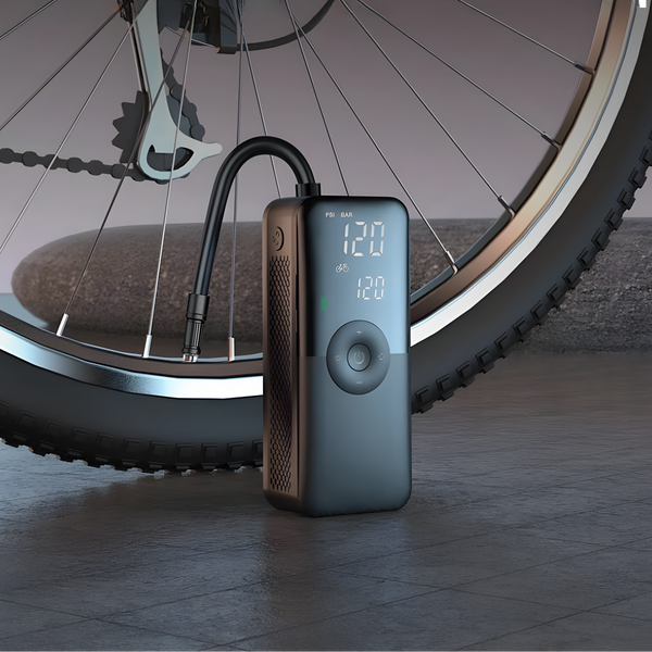 Elektrische Luftpumpe VeloCharge One | 150 PSI | Powerbank & LED-Licht | 4000 mAh Akku | USB-C | 16×4,4×6,7 cm