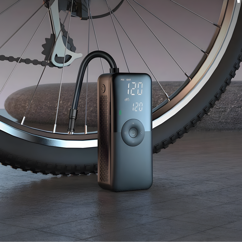 Elektrische Luftpumpe VeloCharge One | 150 PSI | Powerbank & LED-Licht | 4000 mAh Akku | USB-C | 16×4,4×6,7 cm