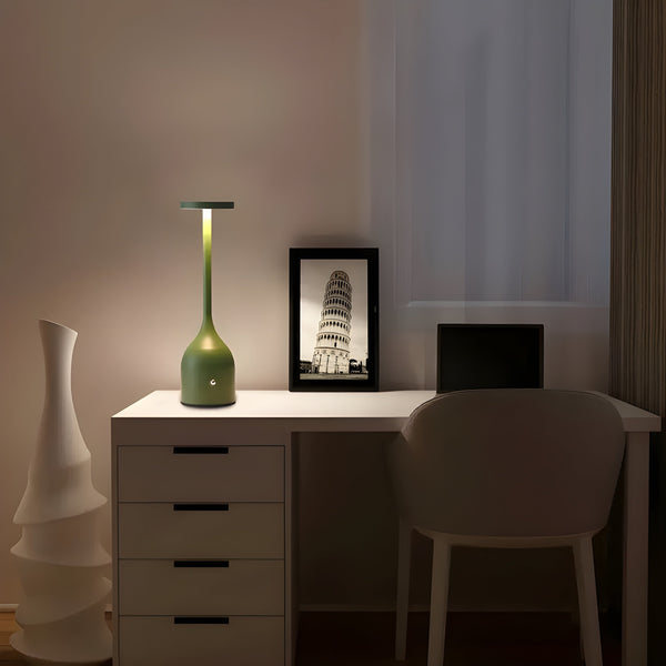 LumoVéa Kabellose Tischlampe LED | Touch-Dimmbar | 2000 mAh Akku | Modern & Tragbar | Schwarz/Weiß/Grün