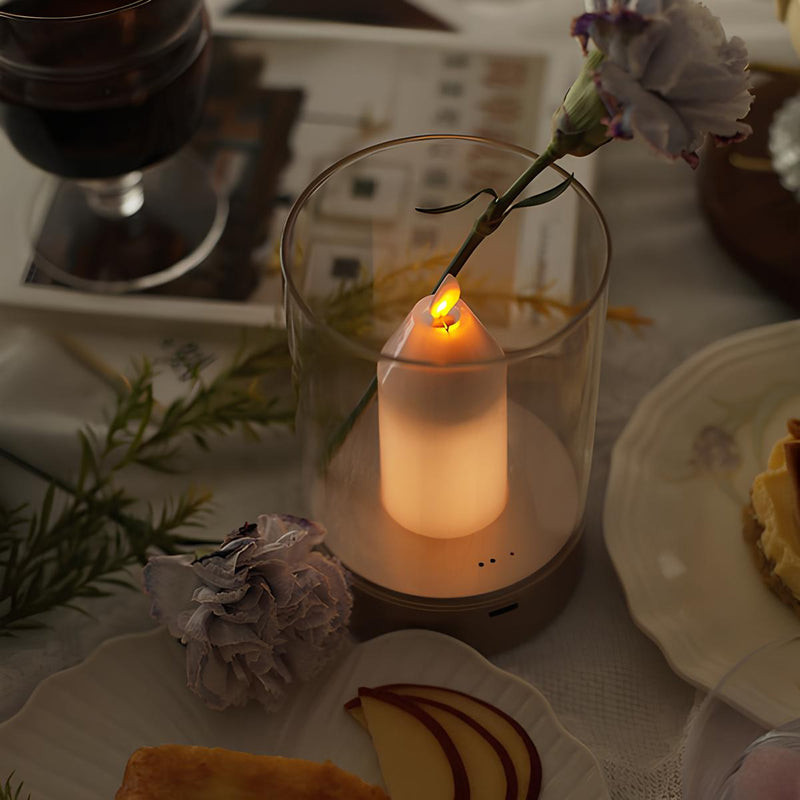LED Kerze GlowCandle | Handgesten-Steuerung | Warmweißes Licht | 8,6 x 13 cm