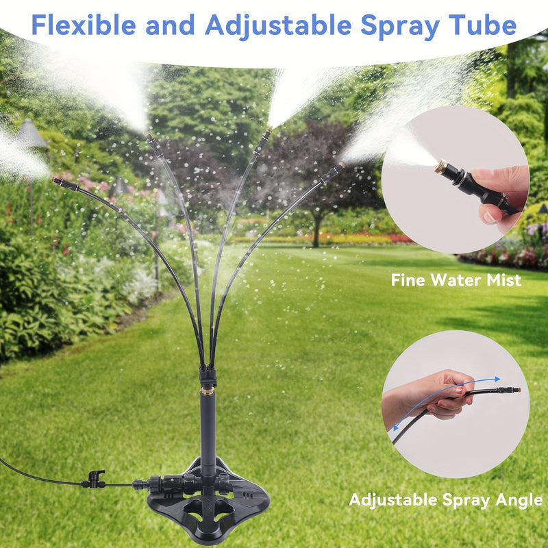 Gartensprühkühler AeroMist Flex7 | 7 Verstellbare Düsenarme | Ohne Strom | Für Terrasse, Pool & Garten
