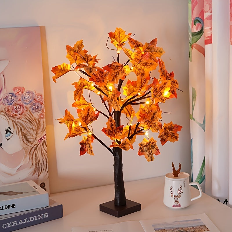 LumiLeaf Dekobaum | LED Ahornblätter | 60 cm | Warmweißes Licht | Batteriebetrieben