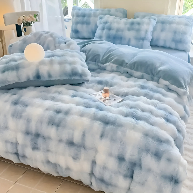 Plüsch-Bettbezug Lunafleece | Beidseitig Kaninchenfell & Milchsamt | Extra Warm & Weich | Perfekt für Herbst & Winter