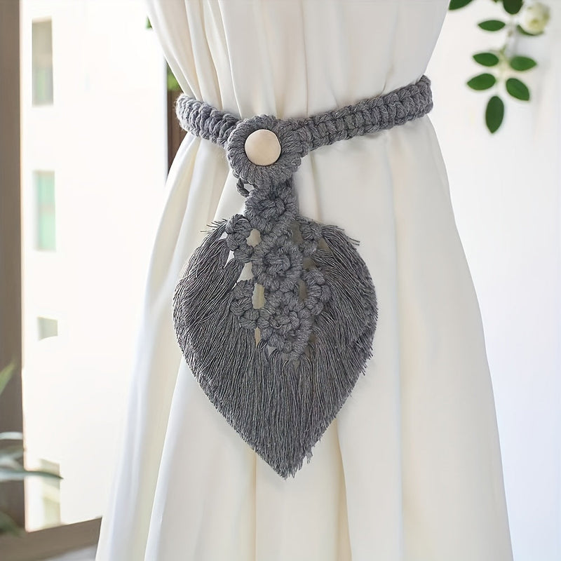 Boho-Gardinenhalter KNOTANA | 2er-Set | Handgeknüpft aus 100 % Baumwolle | 45 cm | Makramé-Stil