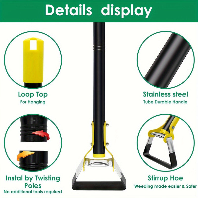 TerraTri Gartenhacke | Dreiecks-Kopf aus Edelstahl | Ergonomischer Griff | Schwarz-Gelb