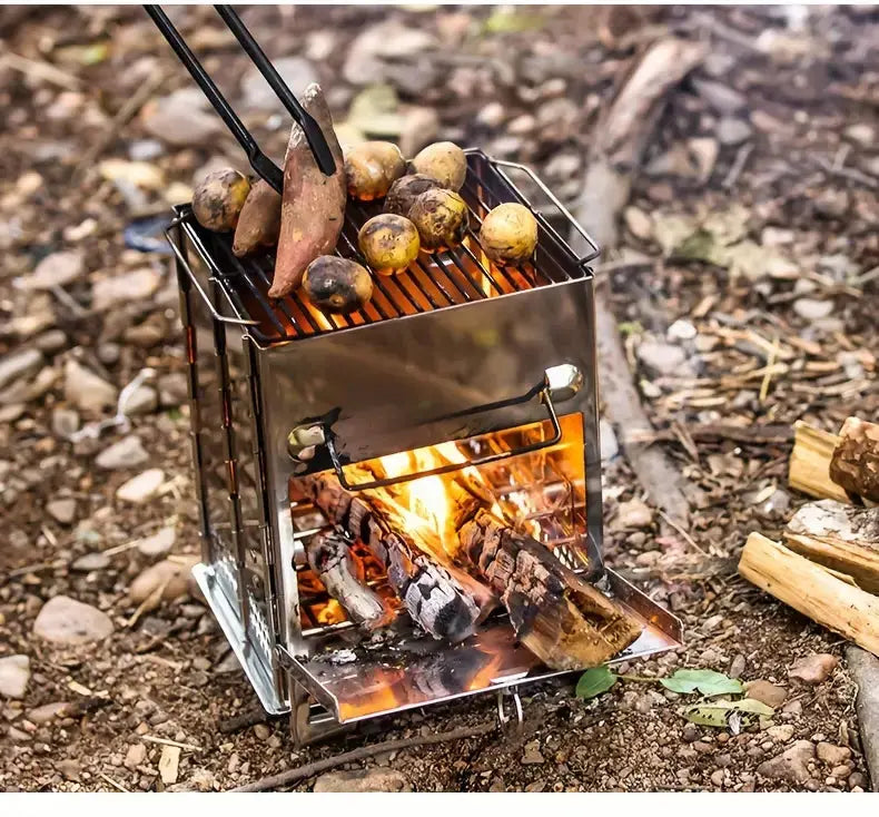 FeuerPfad | Faltbarer Holzofen | Edelstahl | Leicht & Tragbar für Outdoor-Abenteuer