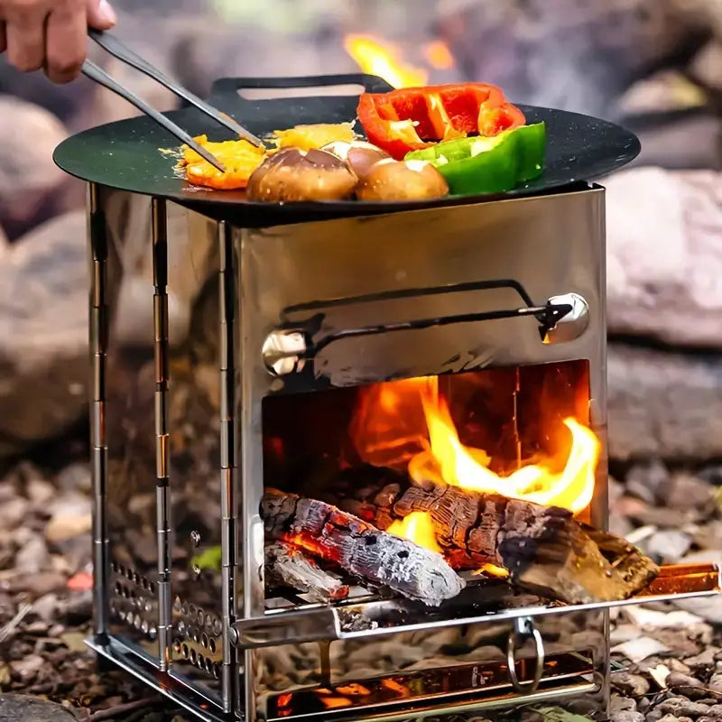 FeuerPfad | Faltbarer Holzofen | Edelstahl | Leicht & Tragbar für Outdoor-Abenteuer