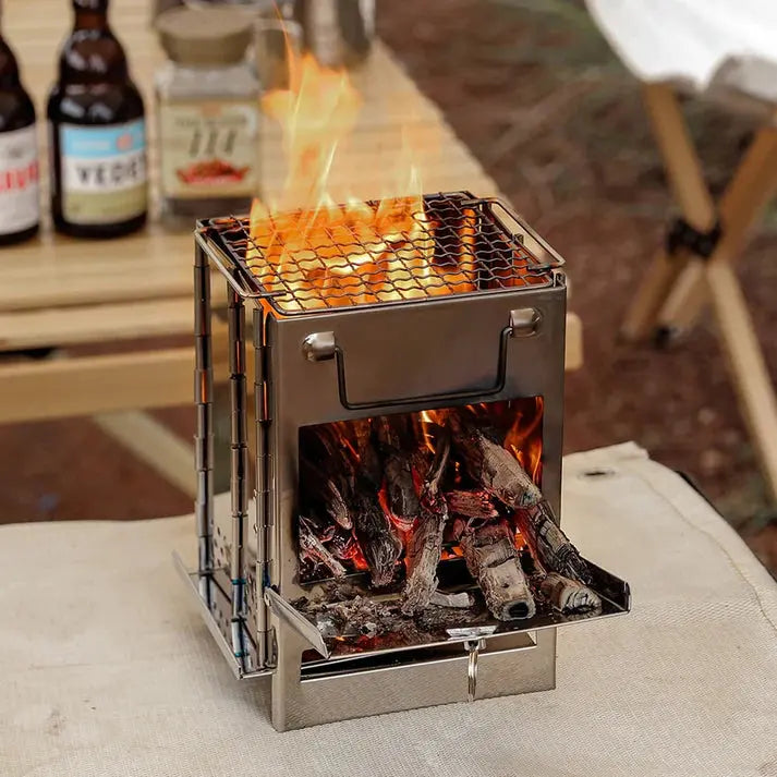 FeuerPfad | Faltbarer Holzofen | Edelstahl | Leicht & Tragbar für Outdoor-Abenteuer