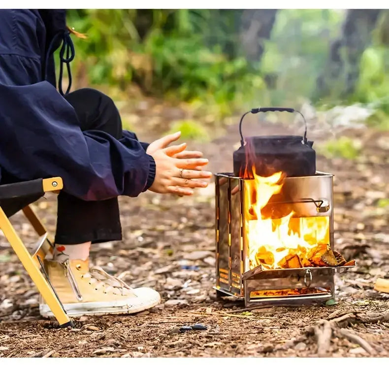 FeuerPfad | Faltbarer Holzofen | Edelstahl | Leicht & Tragbar für Outdoor-Abenteuer