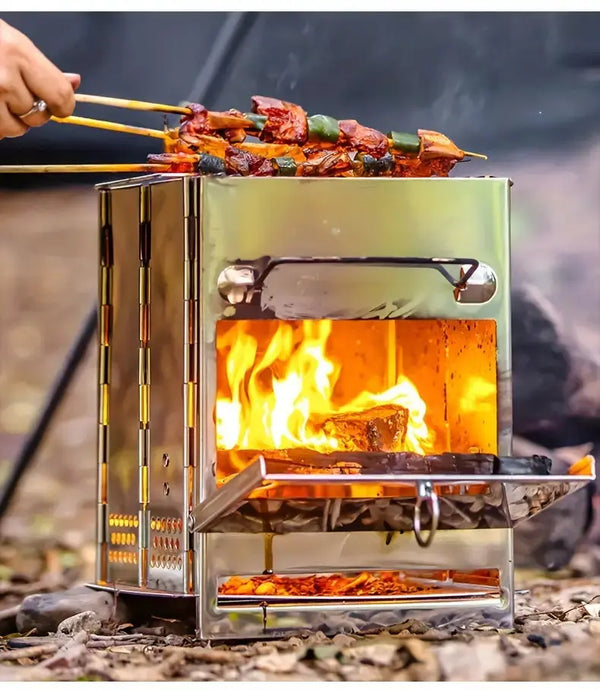 FeuerPfad | Faltbarer Holzofen | Edelstahl | Leicht & Tragbar für Outdoor-Abenteuer