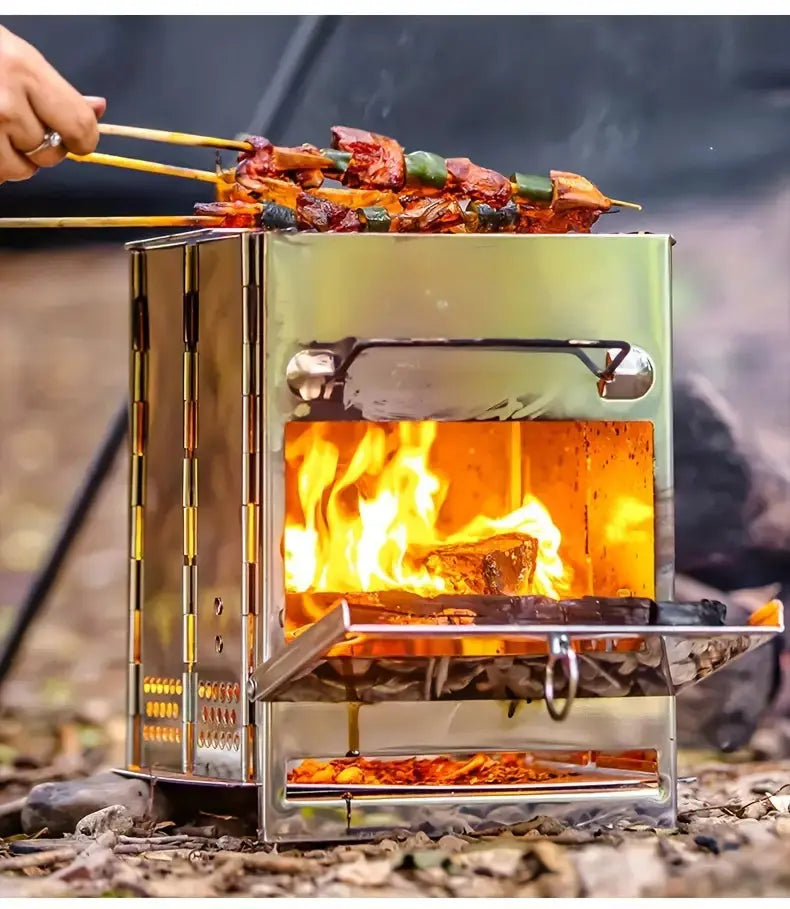 FeuerPfad | Faltbarer Holzofen | Edelstahl | Leicht & Tragbar für Outdoor-Abenteuer