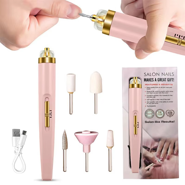 Elektrischer Nagelpolierer Nailique Pro | 5-in-1 Maniküre-Tool mit Licht | Für Gelentfernung, Feilen & Polieren | Tragbar & Leicht