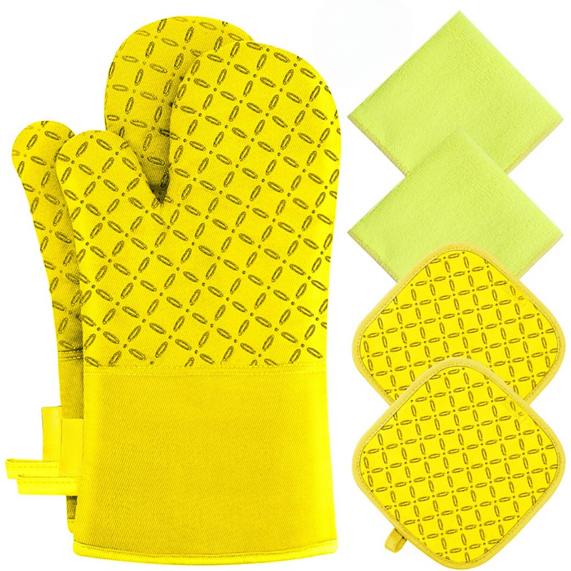 Ofenhandschuh-Set HeatGuard Pro | 6-teilig | Hitzebeständig bis 260 °C | Rutschfestes Silikon | Extra lang
