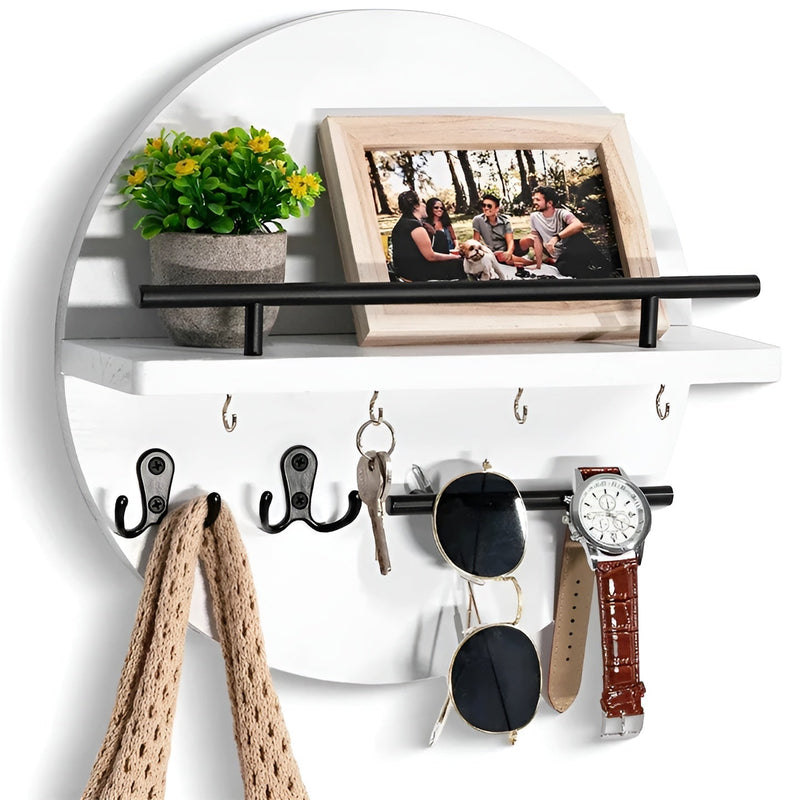 Wandgarderobe NordEdge | Massivholz & Metall | Mit Ablage & Hakenleiste | 100 cm Breite
