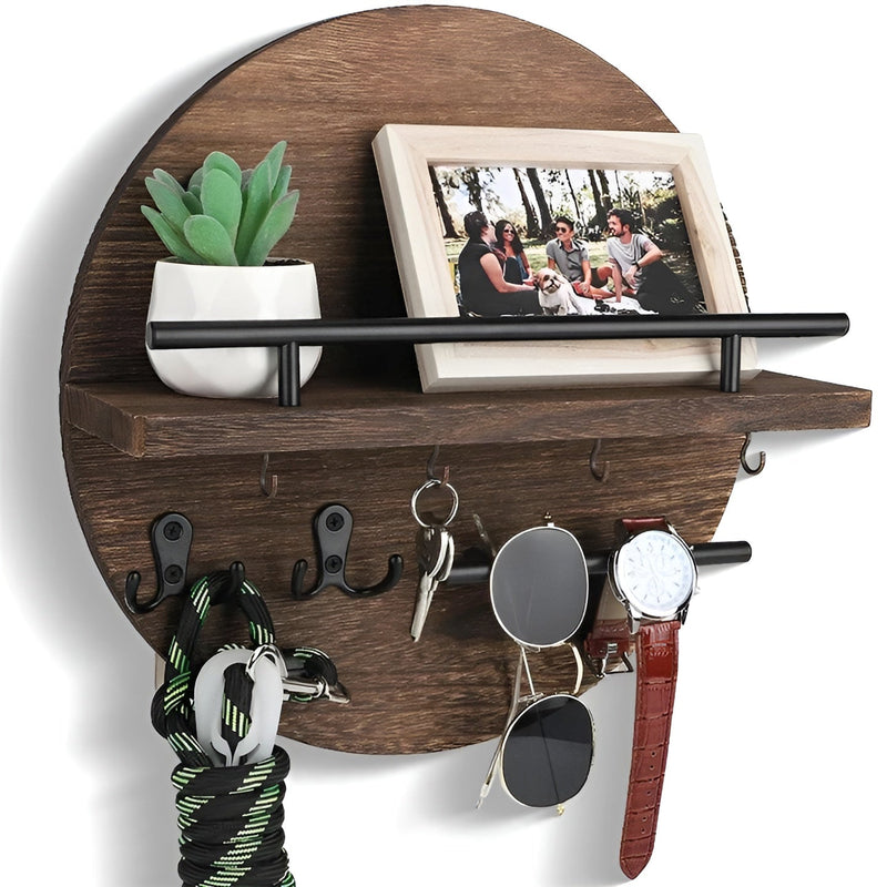 Wandgarderobe NordEdge | Massivholz & Metall | Mit Ablage & Hakenleiste | 100 cm Breite