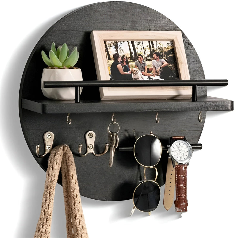 Wandgarderobe NordEdge | Massivholz & Metall | Mit Ablage & Hakenleiste | 100 cm Breite