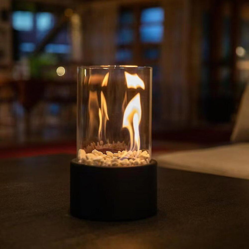 Öllampe FlammaLux | Glaszylinder & Metallrahmen | Sicher & Stilvoll | 22×12 cm / 28×18 cm