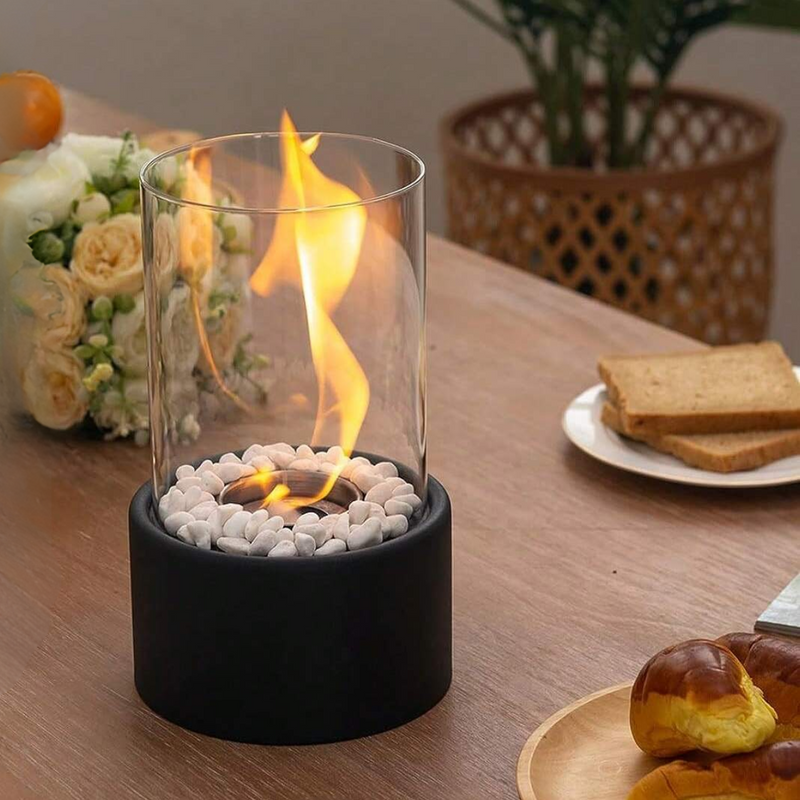 Öllampe FlammaLux | Glaszylinder & Metallrahmen | Sicher & Stilvoll | 22×12 cm / 28×18 cm