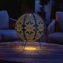 LumaSolei Solar-Laterne Globus | Marrakech-Muster | Wetterfest & Automatisch | 30x30 cm