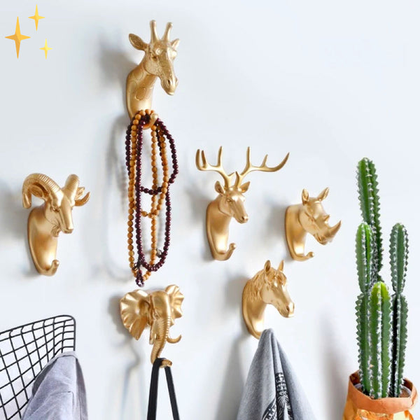 LuxPaws | Goldene Tierhaken | Stilvolle Wandhaken | Metall mit Glanzfinish