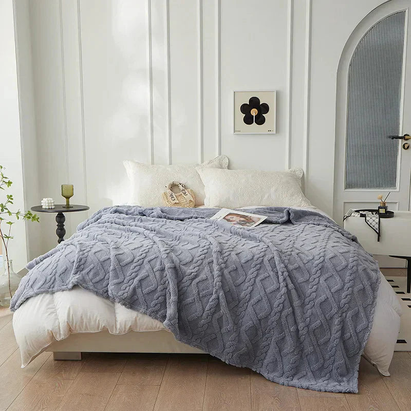 Lammwolldecke WoolAura | Zweiseitig Verdickt | Flanell & Lammwolle | Weich & Warm