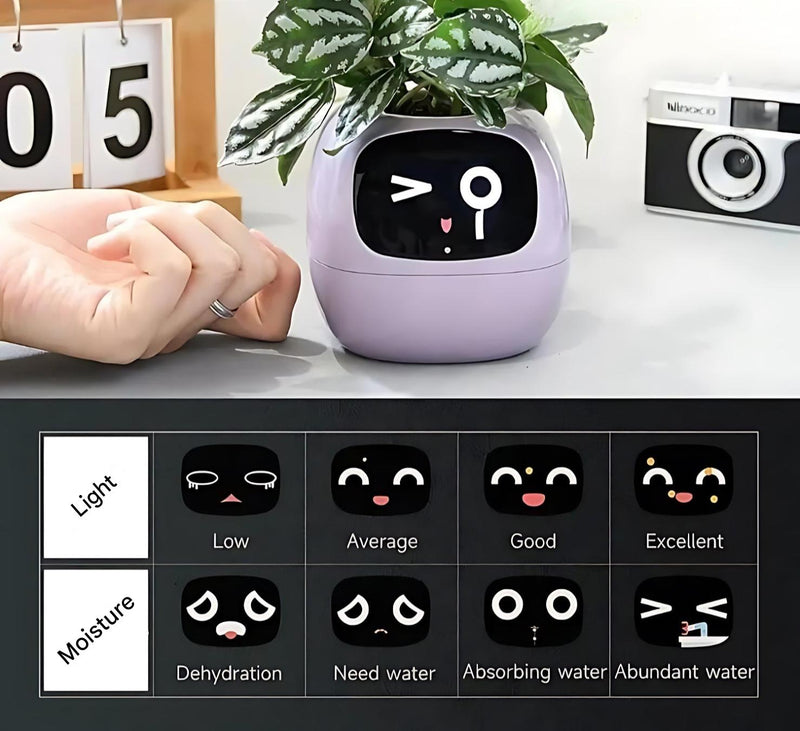 PflanzenFreund SmartPot | Intelligenter Blumentopf mit automatischer Bewässerung | App-Steuerung & Emoji-Feedback