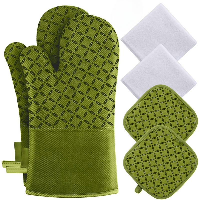 Ofenhandschuh-Set HeatGuard Pro | 6-teilig | Hitzebeständig bis 260 °C | Rutschfestes Silikon | Extra lang