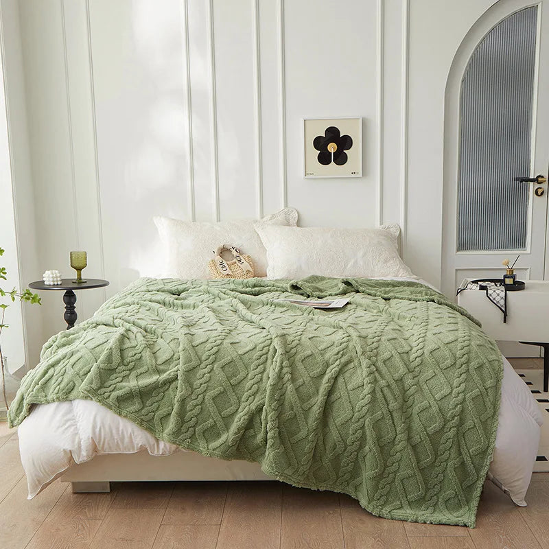Lammwolldecke WoolAura | Zweiseitig Verdickt | Flanell & Lammwolle | Weich & Warm